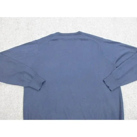 Peter Millar Sweater Mens Large Blue Merino‎ Wool Silk V Neck Casual Preppy Golf